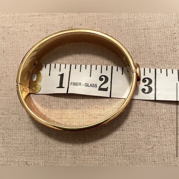 Authentic Coach White Enamel Gold-Tone “C” Bangle Bracelet with Crystals - Picture 5 of 7